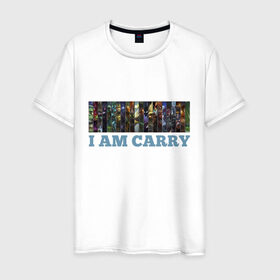 Мужская футболка хлопок с принтом I am carry в Тюмени, 100% хлопок | прямой крой, круглый вырез горловины, длина до линии бедер, слегка спущенное плечо. | Тематика изображения на принте: games | i am carry | league of legends | lol | лига легенд