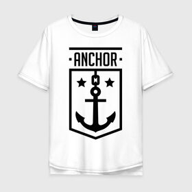 Мужская футболка хлопок Oversize с принтом Anchor Shield в Тюмени, 100% хлопок | свободный крой, круглый ворот, “спинка” длиннее передней части | anchor shield | анкор | море | морская тема | моряк | якорь | яхтклуб