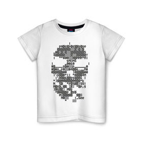Детская футболка хлопок с принтом watch dogs skull в Тюмени, 100% хлопок | круглый вырез горловины, полуприлегающий силуэт, длина до линии бедер | Тематика изображения на принте: знаки | сторожевые псы | цифры | череп