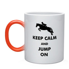 Кружка хамелеон с принтом Keep Calm - конный спорт - лошади в Тюмени, керамика | меняет цвет при нагревании, емкость 330 мл | Тематика изображения на принте: keep calm | конный | лошади