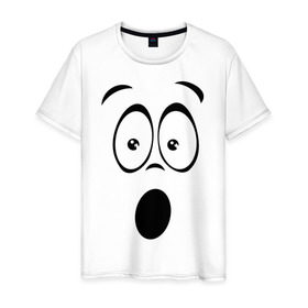 Мужская футболка хлопок с принтом Удивление в Тюмени, 100% хлопок | прямой крой, круглый вырез горловины, длина до линии бедер, слегка спущенное плечо. | глаза | глазище | позитив | смайл | удивление