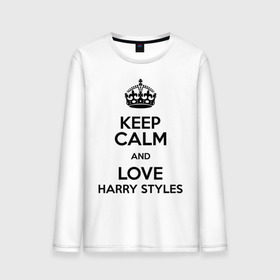 Мужской лонгслив хлопок с принтом Keep calm and love Harry Styles в Тюмени, 100% хлопок |  | Тематика изображения на принте: 1d | harry styles | keep calm | music | one direction | гарри стайлс
