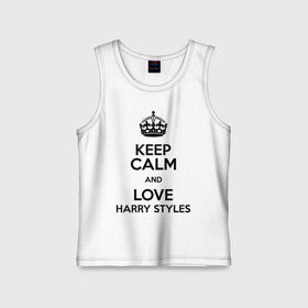 Детская майка хлопок с принтом Keep calm and love Harry Styles в Тюмени,  |  | Тематика изображения на принте: 1d | harry styles | keep calm | music | one direction | гарри стайлс