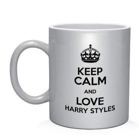Кружка с принтом Keep calm and love Harry Styles в Тюмени, керамика | объем — 330 мл, диаметр — 80 мм. Принт наносится на бока кружки, можно сделать два разных изображения | 1d | harry styles | keep calm | music | one direction | гарри стайлс
