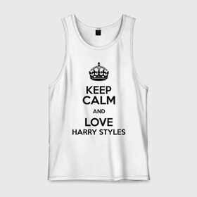 Мужская майка хлопок с принтом Keep calm and love Harry Styles в Тюмени, 100% хлопок |  | Тематика изображения на принте: 1d | harry styles | keep calm | music | one direction | гарри стайлс