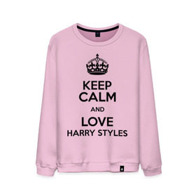 Мужской свитшот хлопок с принтом Keep calm and love Harry Styles в Тюмени, 100% хлопок |  | 1d | harry styles | keep calm | music | one direction | гарри стайлс