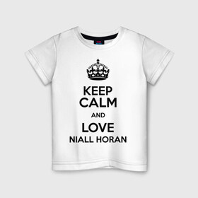 Детская футболка хлопок с принтом Keep calm and love Niall Horan в Тюмени, 100% хлопок | круглый вырез горловины, полуприлегающий силуэт, длина до линии бедер | 1d | keep calm | music | niall horan | one direction | найл хоран