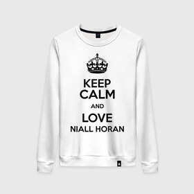 Женский свитшот хлопок с принтом Keep calm and love Niall Horan в Тюмени, 100% хлопок | прямой крой, круглый вырез, на манжетах и по низу широкая трикотажная резинка  | 1d | keep calm | music | niall horan | one direction | найл хоран