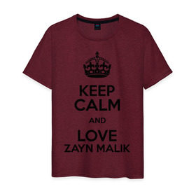 Мужская футболка хлопок с принтом Keep calm and love Zayn Malik в Тюмени, 100% хлопок | прямой крой, круглый вырез горловины, длина до линии бедер, слегка спущенное плечо. | 1d | keep calm | music | one direction | zayn malik | зейн малик