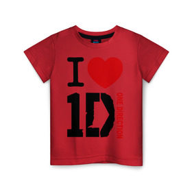 Детская футболка хлопок с принтом I love 1D в Тюмени, 100% хлопок | круглый вырез горловины, полуприлегающий силуэт, длина до линии бедер | 1d | i love one direction | music | one direction