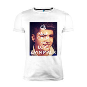 Мужская футболка премиум с принтом Keep calm and love Zayn Malik в Тюмени, 92% хлопок, 8% лайкра | приталенный силуэт, круглый вырез ворота, длина до линии бедра, короткий рукав | 1d | keep calm | music | one direction | zayn malik | зейн малик