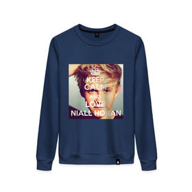 Женский свитшот хлопок с принтом Keep calm and love Niall Horan в Тюмени, 100% хлопок | прямой крой, круглый вырез, на манжетах и по низу широкая трикотажная резинка  | 1d | keep calm | music | niall horan | one direction | найл хоран