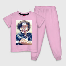 Детская пижама хлопок с принтом Keep calm and love Harry Styles в Тюмени, 100% хлопок |  брюки и футболка прямого кроя, без карманов, на брюках мягкая резинка на поясе и по низу штанин
 | 1d | harry styles | keep calm | music | one direction | гарри стайлс