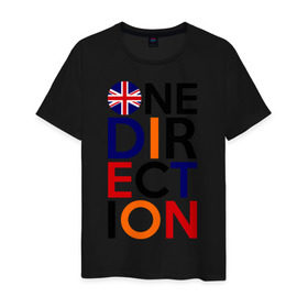 Мужская футболка хлопок с принтом One direction в Тюмени, 100% хлопок | прямой крой, круглый вырез горловины, длина до линии бедер, слегка спущенное плечо. | 1d | british flag | i love one direction | keep calm | music | one direction | британский флаг