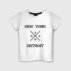 Детская футболка хлопок с принтом NY Detroit в Тюмени, 100% хлопок | круглый вырез горловины, полуприлегающий силуэт, длина до линии бедер | хип хоп