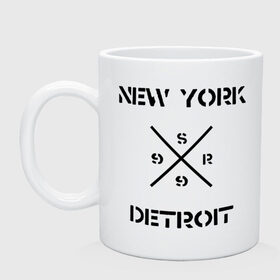 Кружка с принтом NY Detroit в Тюмени, керамика | объем — 330 мл, диаметр — 80 мм. Принт наносится на бока кружки, можно сделать два разных изображения | хип хоп