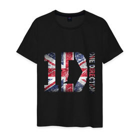 Мужская футболка хлопок с принтом 1D в Тюмени, 100% хлопок | прямой крой, круглый вырез горловины, длина до линии бедер, слегка спущенное плечо. | 1d | british flag | flag | keep calm | music | one direction | британский флаг | флаг