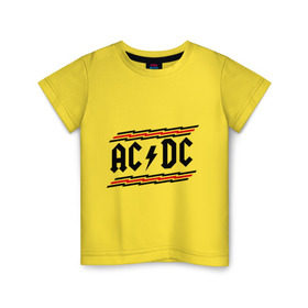 Детская футболка хлопок с принтом ACDC в Тюмени, 100% хлопок | круглый вырез горловины, полуприлегающий силуэт, длина до линии бедер | acdc | rock | блюз рок | рок | рок группа | рок н ролл | хард рок | эйсидиси