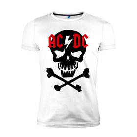 Мужская футболка премиум с принтом ACDC skull в Тюмени, 92% хлопок, 8% лайкра | приталенный силуэт, круглый вырез ворота, длина до линии бедра, короткий рукав | acdc | rock | блюз рок | рок | рок группа | рок н ролл | хард рок | эйсидиси