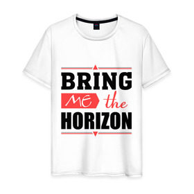 Мужская футболка хлопок с принтом Bring me the horizon в Тюмени, 100% хлопок | прямой крой, круглый вырез горловины, длина до линии бедер, слегка спущенное плечо. | bmth | bring me the horizon | hardcore | kubana 2014 | rock | дэткор | музыка | рок | рок группы