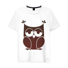 Мужская футболка хлопок с принтом Совушка в Тюмени, 100% хлопок | прямой крой, круглый вырез горловины, длина до линии бедер, слегка спущенное плечо. | Тематика изображения на принте: owl | животные | софа