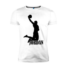 Мужская футболка премиум с принтом Michael Jordan. в Тюмени, 92% хлопок, 8% лайкра | приталенный силуэт, круглый вырез ворота, длина до линии бедра, короткий рукав | basketball | баскетбол | джордан | майкл джордан | спорт