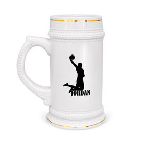 Кружка пивная с принтом Michael Jordan. в Тюмени,  керамика (Материал выдерживает высокую температуру, стоит избегать резкого перепада температур) |  объем 630 мл | basketball | баскетбол | джордан | майкл джордан | спорт