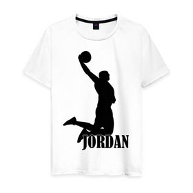 Мужская футболка хлопок с принтом Michael Jordan. в Тюмени, 100% хлопок | прямой крой, круглый вырез горловины, длина до линии бедер, слегка спущенное плечо. | basketball | баскетбол | джордан | майкл джордан | спорт