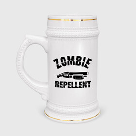 Кружка пивная с принтом Zombie repellent в Тюмени,  керамика (Материал выдерживает высокую температуру, стоит избегать резкого перепада температур) |  объем 630 мл | зомби