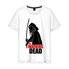 Мужская футболка хлопок с принтом The walking dead в Тюмени, 100% хлопок | прямой крой, круглый вырез горловины, длина до линии бедер, слегка спущенное плечо. | Тематика изображения на принте: 