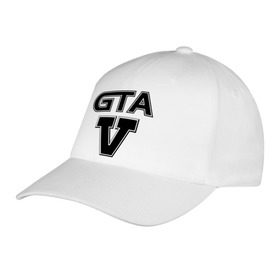 Бейсболка с принтом GTA 5 в Тюмени, 100% хлопок | классический козырек, металлическая застежка-регулятор размера | Тематика изображения на принте: five | grand theft auto | gta | gta 5 | logo | гта | гта пять | лого | логотип