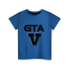 Детская футболка хлопок с принтом GTA 5 в Тюмени, 100% хлопок | круглый вырез горловины, полуприлегающий силуэт, длина до линии бедер | five | grand theft auto | gta | gta 5 | logo | гта | гта пять | лого | логотип