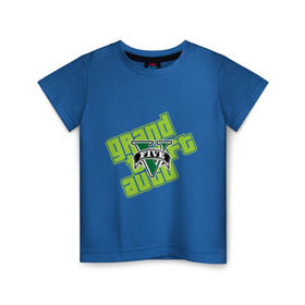Детская футболка хлопок с принтом GTA five в Тюмени, 100% хлопок | круглый вырез горловины, полуприлегающий силуэт, длина до линии бедер | five | grand theft auto | gta | gta 5 | logo | гта | гта пять | лого | логотип