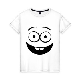 Женская футболка хлопок с принтом Первые зубки в Тюмени, 100% хлопок | прямой крой, круглый вырез горловины, длина до линии бедер, слегка спущенное плечо | глаза | детские | детям | зубастик | зубы | прикольные картинки | ребенку | смайл | улыбка