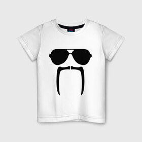 Детская футболка хлопок с принтом Очки и усы в Тюмени, 100% хлопок | круглый вырез горловины, полуприлегающий силуэт, длина до линии бедер | авиаторы | очки | позитив | прикольные картинки | смайл | усатый | усы