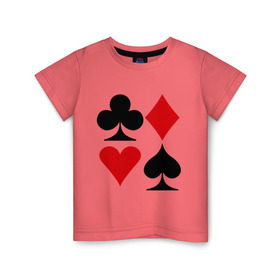 Детская футболка хлопок с принтом Масти карт в Тюмени, 100% хлопок | круглый вырез горловины, полуприлегающий силуэт, длина до линии бедер | poker | игра | игры | карточная игра | карты | масти карт | покер
