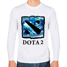 Мужской лонгслив хлопок с принтом Dota 2 logo blue в Тюмени, 100% хлопок |  | дота | компьютерные игры