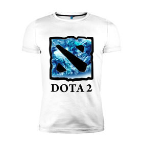 Мужская футболка премиум с принтом Dota 2 logo blue в Тюмени, 92% хлопок, 8% лайкра | приталенный силуэт, круглый вырез ворота, длина до линии бедра, короткий рукав | дота | компьютерные игры