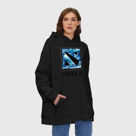 Худи SuperOversize хлопок с принтом Dota 2 logo blue в Тюмени, 70% хлопок, 30% полиэстер, мягкий начес внутри | карман-кенгуру, эластичная резинка на манжетах и по нижней кромке, двухслойный капюшон
 | дота | компьютерные игры