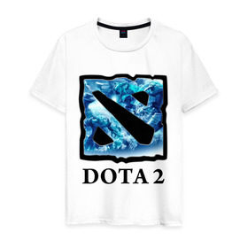 Мужская футболка хлопок с принтом Dota 2 logo blue в Тюмени, 100% хлопок | прямой крой, круглый вырез горловины, длина до линии бедер, слегка спущенное плечо. | дота | компьютерные игры
