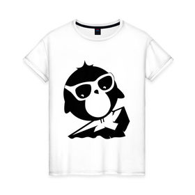 Женская футболка хлопок с принтом Пингвин на льдине в Тюмени, 100% хлопок | прямой крой, круглый вырез горловины, длина до линии бедер, слегка спущенное плечо | 