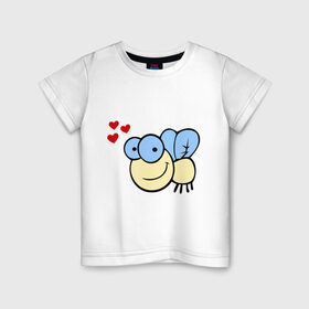 Детская футболка хлопок с принтом Влюбленная муха. в Тюмени, 100% хлопок | круглый вырез горловины, полуприлегающий силуэт, длина до линии бедер | влюбленная муха | любовь | муха | насекомые