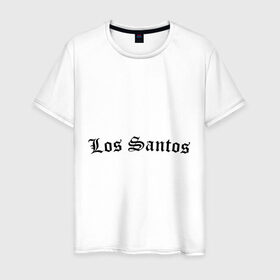 Мужская футболка хлопок с принтом Los Santos в Тюмени, 100% хлопок | прямой крой, круглый вырез горловины, длина до линии бедер, слегка спущенное плечо. | gta | los santos | гта | игры | лос сантос