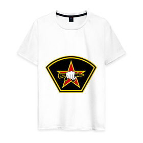 Мужская футболка хлопок с принтом Боевая единица в Тюмени, 100% хлопок | прямой крой, круглый вырез горловины, длина до линии бедер, слегка спущенное плечо. | боевая единица | внутренние войска | герб | силовая структура | спецназ