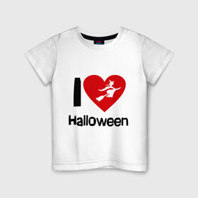 Детская футболка хлопок с принтом I love halloween (Я люблю хэллоуин) в Тюмени, 100% хлопок | круглый вырез горловины, полуприлегающий силуэт, длина до линии бедер | 31 октября | hallowin | haloveen | haloven | halovin | halowen | hellowee | heloven | helovin | день всех святых | день святых | привидение | призрак | смайл | халлоуин | халоуин | халувин | хелловин | хеллоуин | хеллуин | хеловин