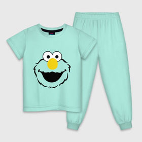 Детская пижама хлопок с принтом Sesame Street Elmo Big Smile в Тюмени, 100% хлопок |  брюки и футболка прямого кроя, без карманов, на брюках мягкая резинка на поясе и по низу штанин
 | cookie monster | elmo | sesame street | улица сезам
