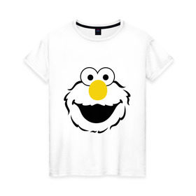 Женская футболка хлопок с принтом Sesame Street Elmo Big Smile в Тюмени, 100% хлопок | прямой крой, круглый вырез горловины, длина до линии бедер, слегка спущенное плечо | cookie monster | elmo | sesame street | улица сезам