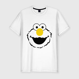 Мужская футболка премиум с принтом Sesame Street Elmo Big Smile в Тюмени, 92% хлопок, 8% лайкра | приталенный силуэт, круглый вырез ворота, длина до линии бедра, короткий рукав | cookie monster | elmo | sesame street | улица сезам