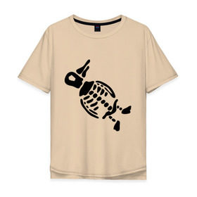 Мужская футболка хлопок Oversize с принтом Скелет пингвина в Тюмени, 100% хлопок | свободный крой, круглый ворот, “спинка” длиннее передней части | пингвин | скелет