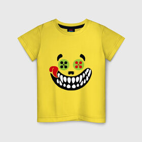 Детская футболка хлопок с принтом Зубастый смайл в Тюмени, 100% хлопок | круглый вырез горловины, полуприлегающий силуэт, длина до линии бедер | crazy | зубастик | пуговицы | смайл | улыбка